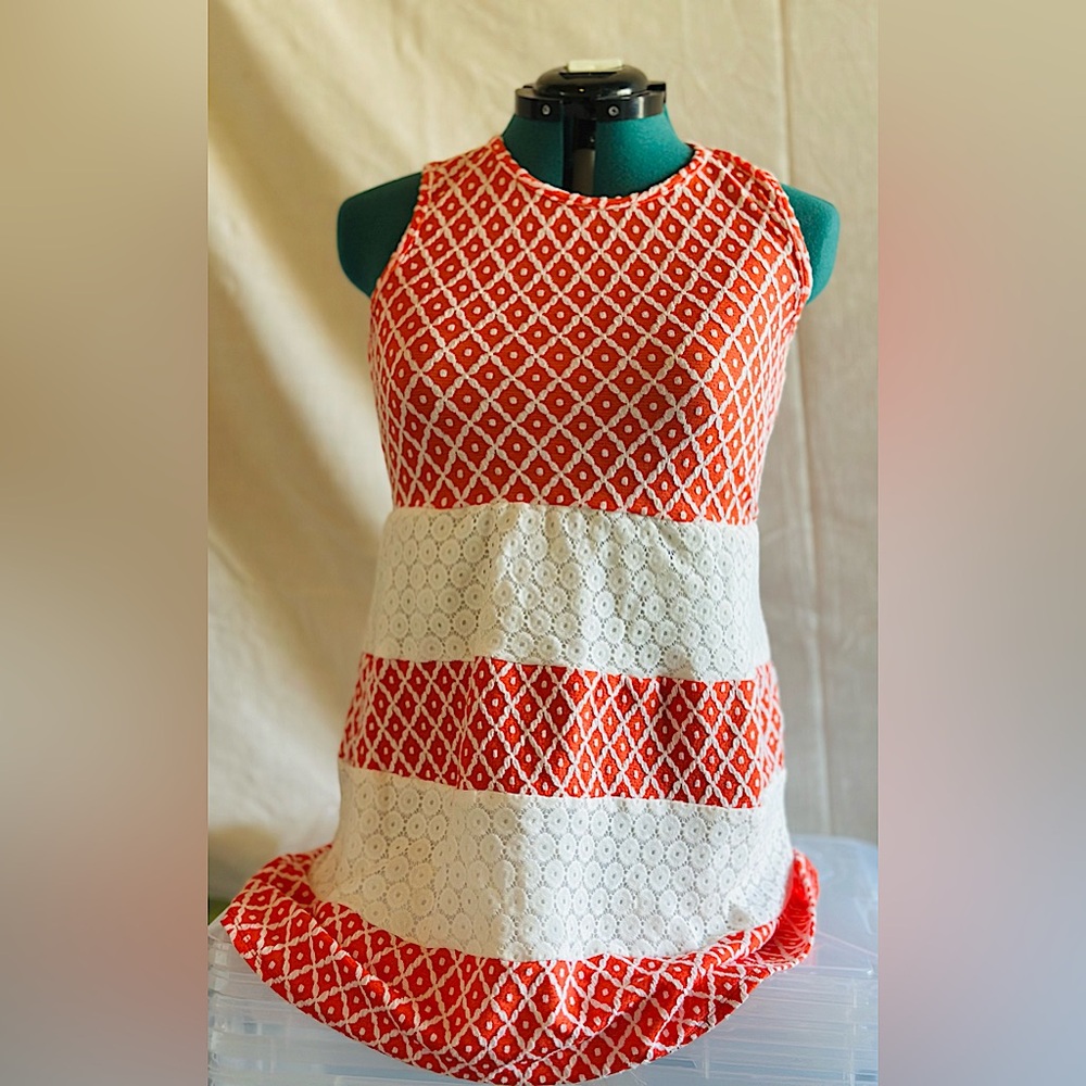 Orange and white mini dress